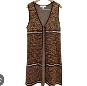 County Clothing Vintage Long Brown Vest Size Large